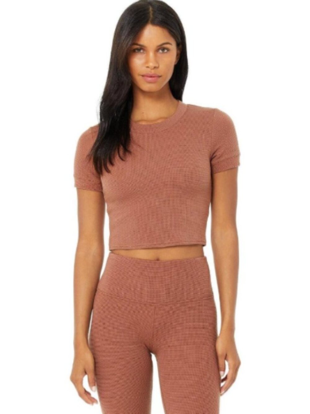 Alo Yoga High-Waist Micro Waffle Lowkey Legging - Chestnut S
